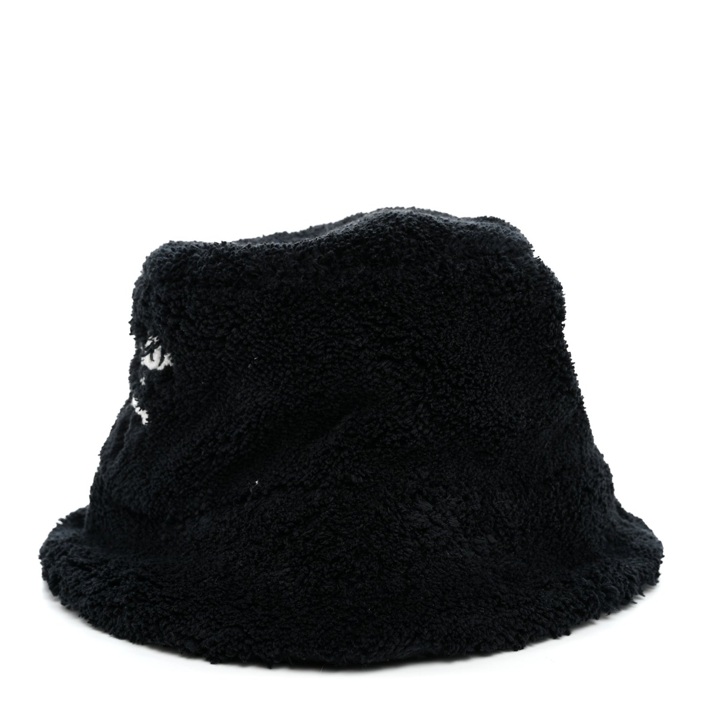 Terry Cloth Logo Embroidered Womens Bucket Hat S Black White