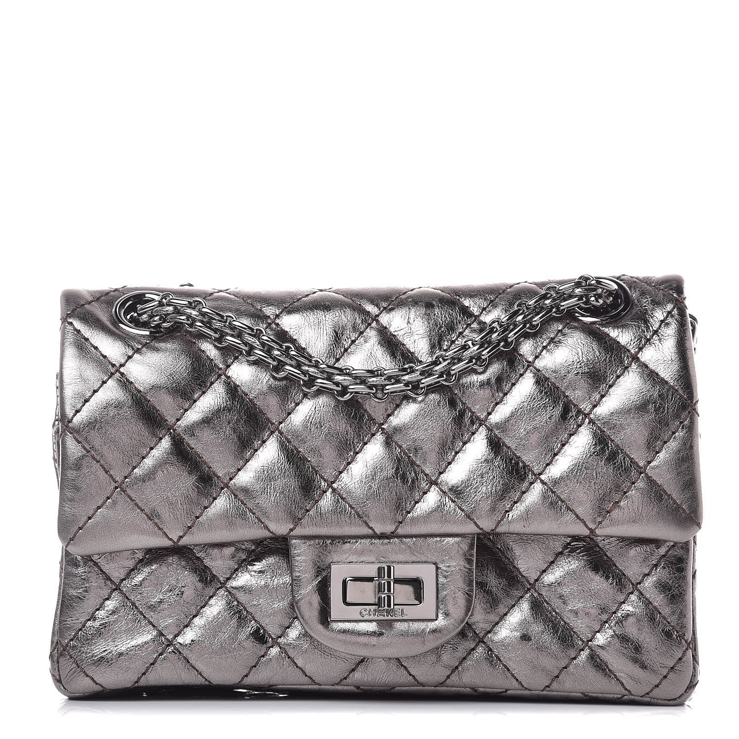 Chanel Metallic Aged Calfskin 2.55 Reissue 224 Flap Silver 1 of 10
