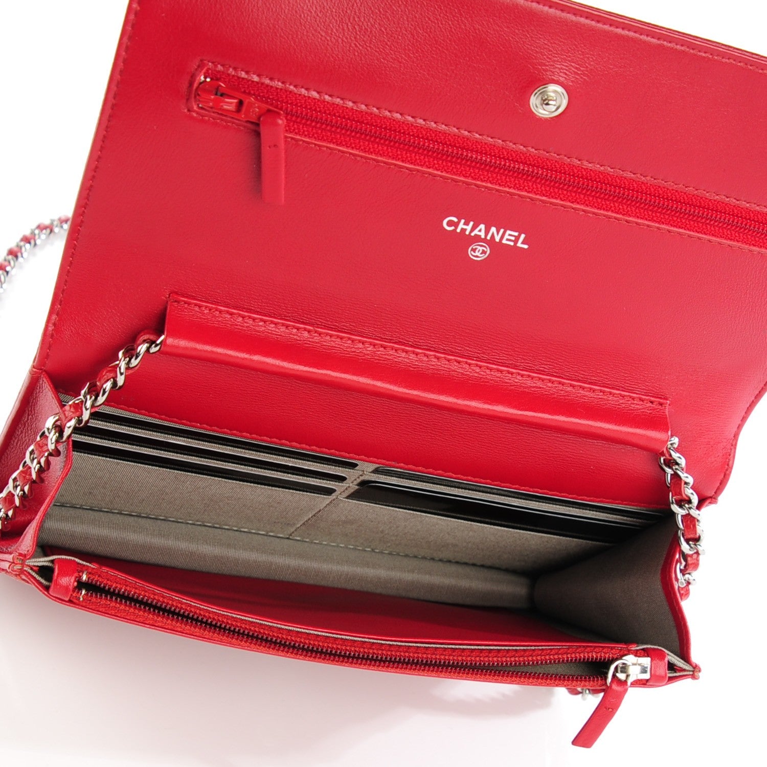 Chanel Caviar Timeless CC Wallet On Chain WOC Red 5 of 8