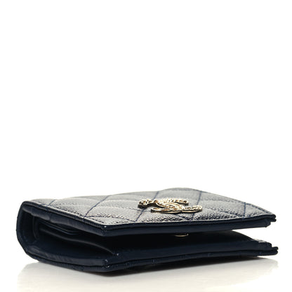 Chanel Caviar Quilted Multi Chain CC Compact Bifold Wallet Navy 5 of 11