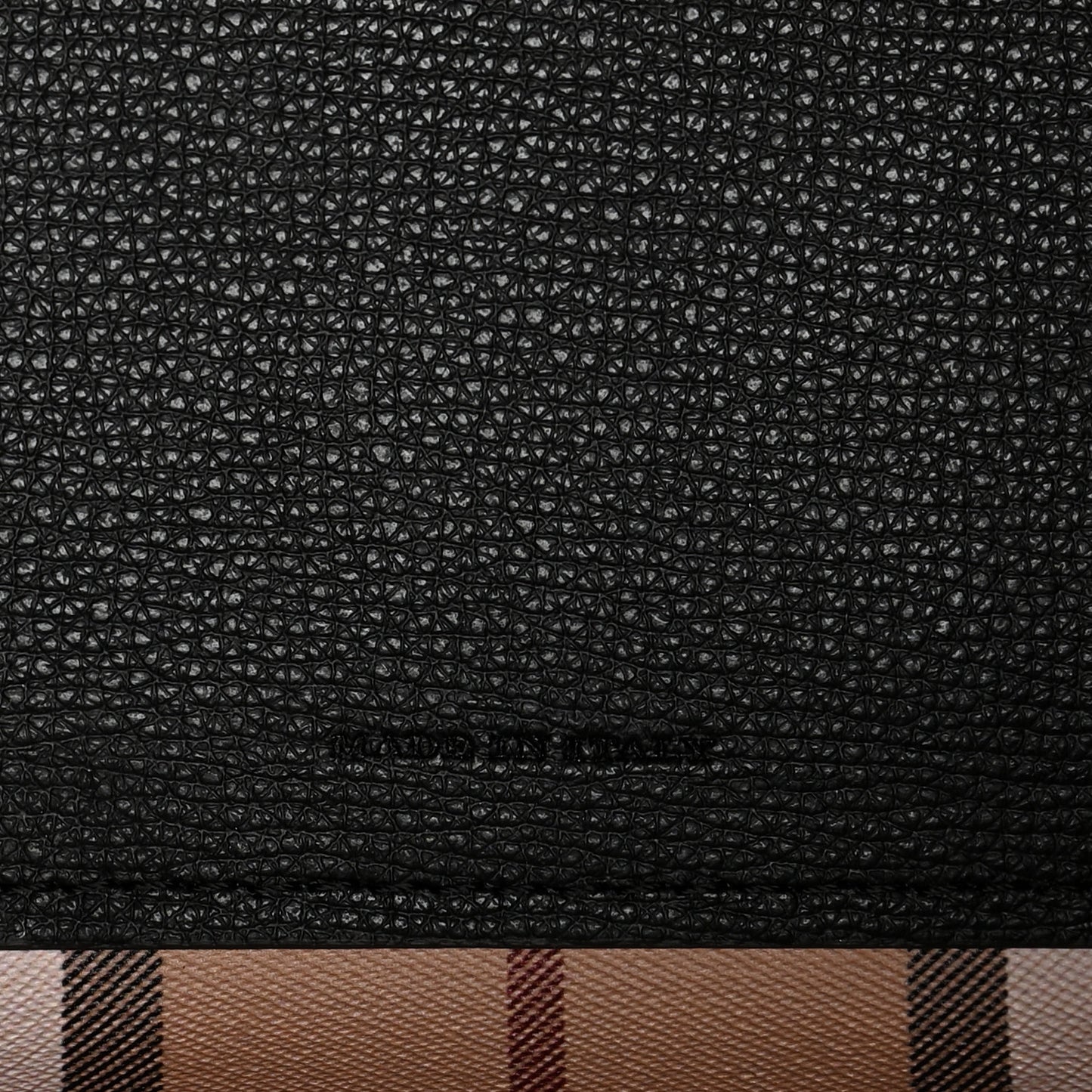 Grainy Calfskin Haymarket Check Medium Reversible Tote Black