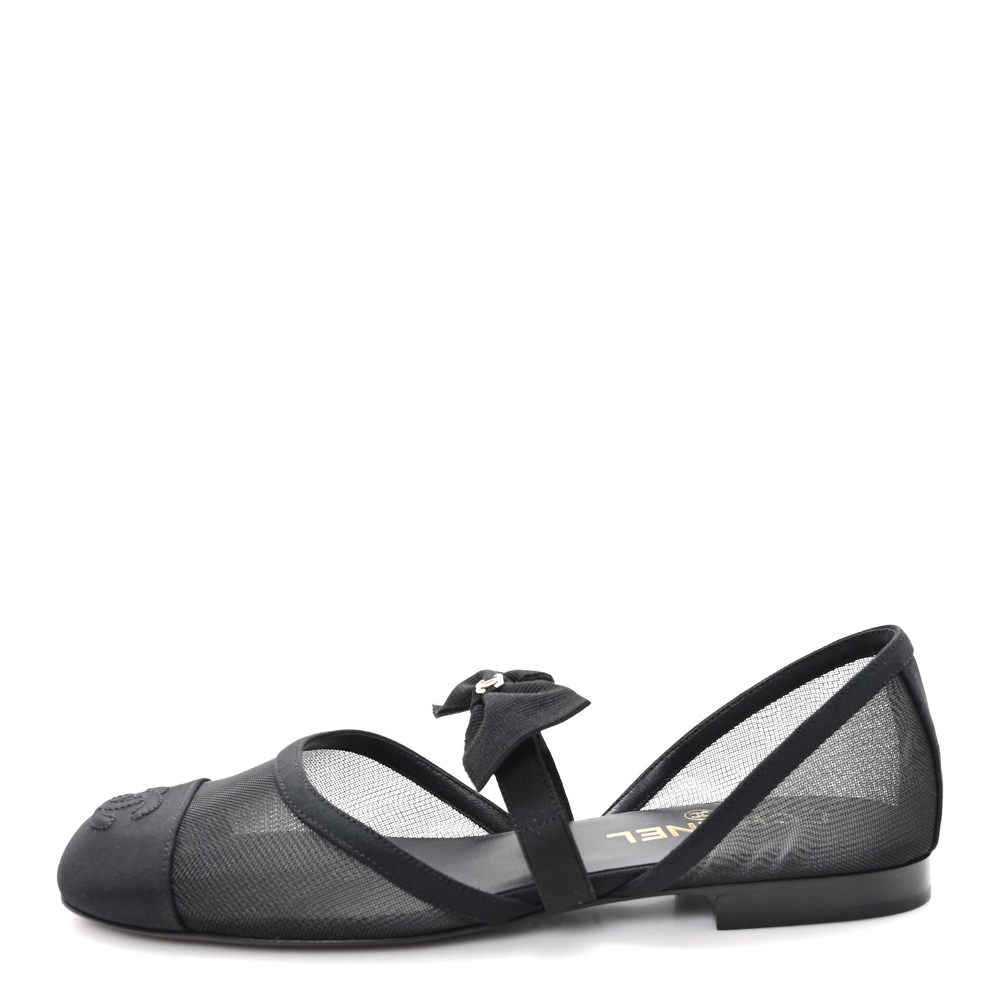 Mesh Grosgrain Mary Janes Flats 37 Black