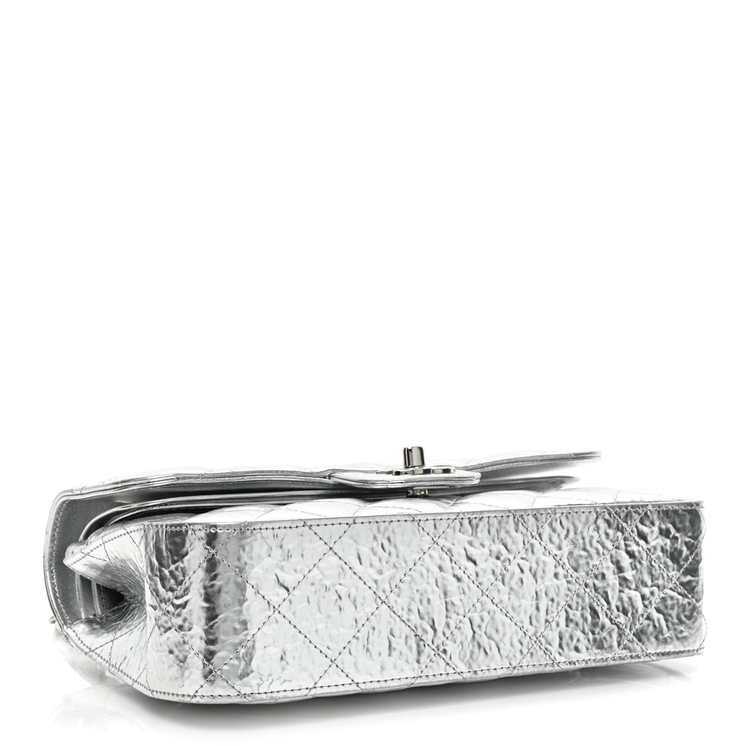Chanel Hammered Metallic Calfskin Quilted Small Double Flap Silver 4 of 14
