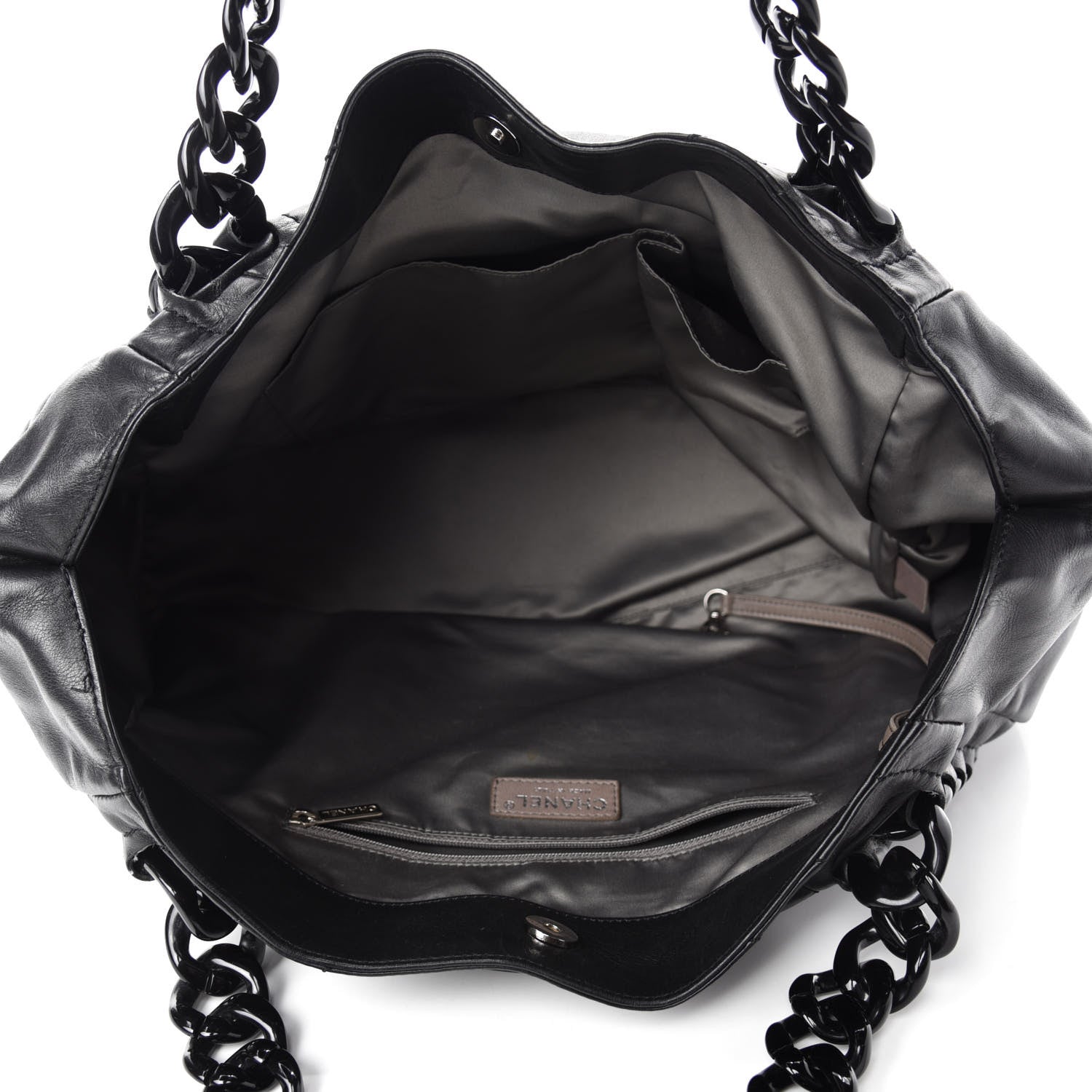 Chanel Calfskin Modern Chain Rhodoid East West Tote Black 5 of 10