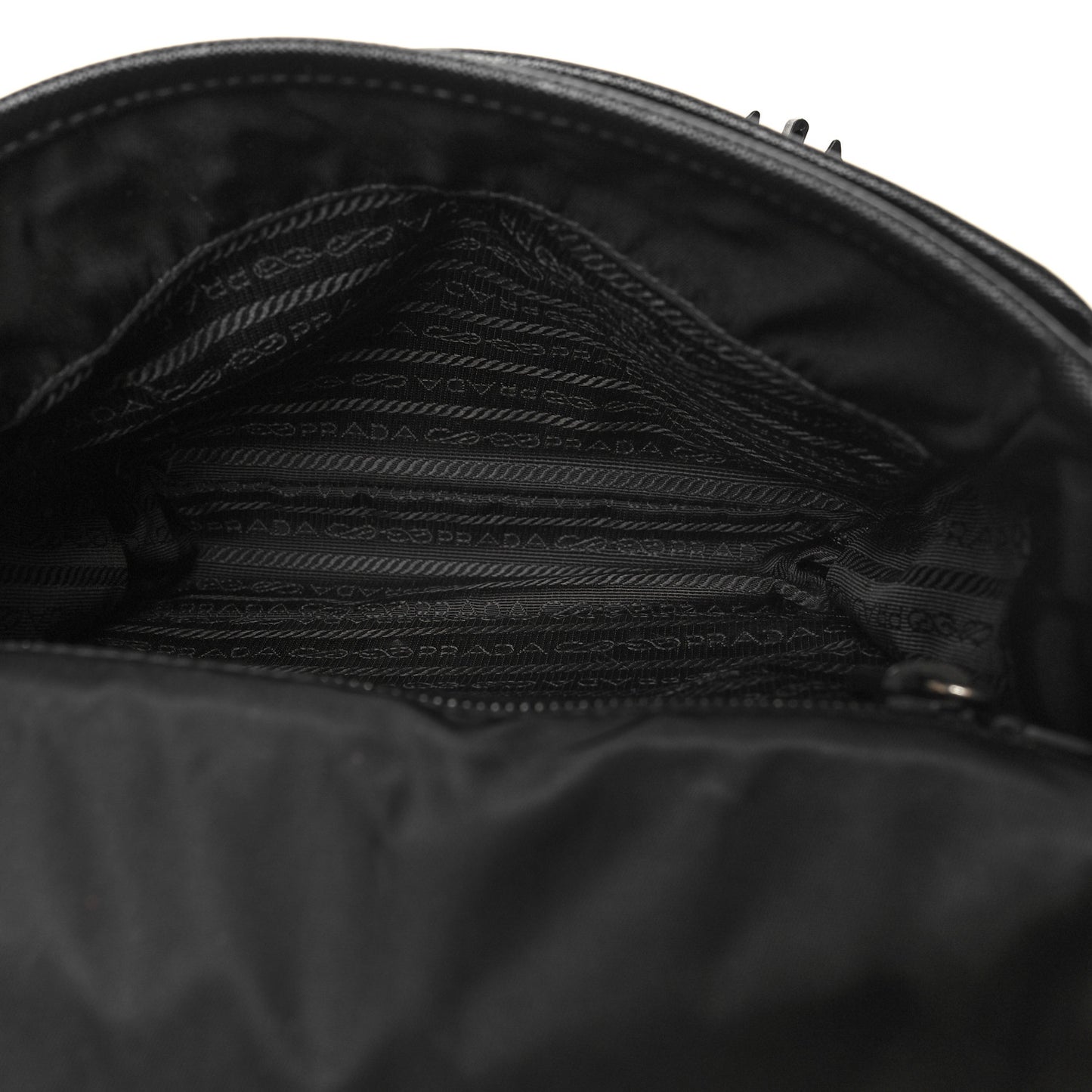 Re-Nylon Saffiano Pocket Double Snap Buckle Shoulder Bag Black