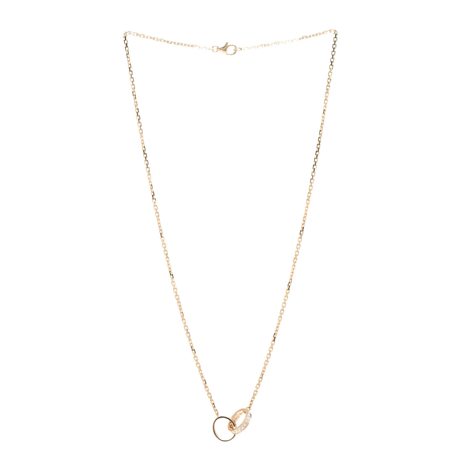 Cartier 18K Yellow Gold Diamond Interlocking LOVE Necklace 3 of 6
