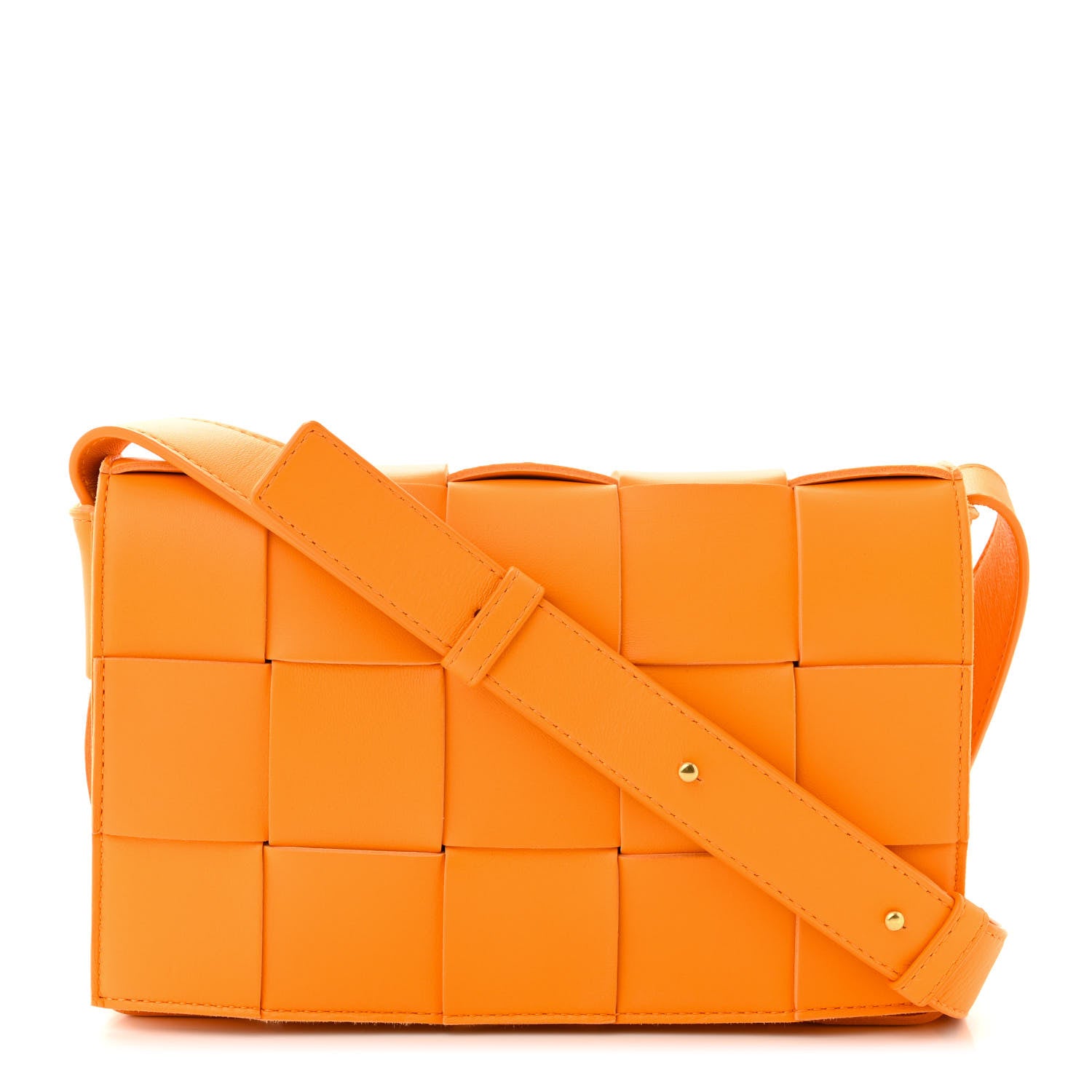 Bottega Veneta Lambskin Maxi Intrecciato Cassette Crossbody Bag Tangerine 1 of 12