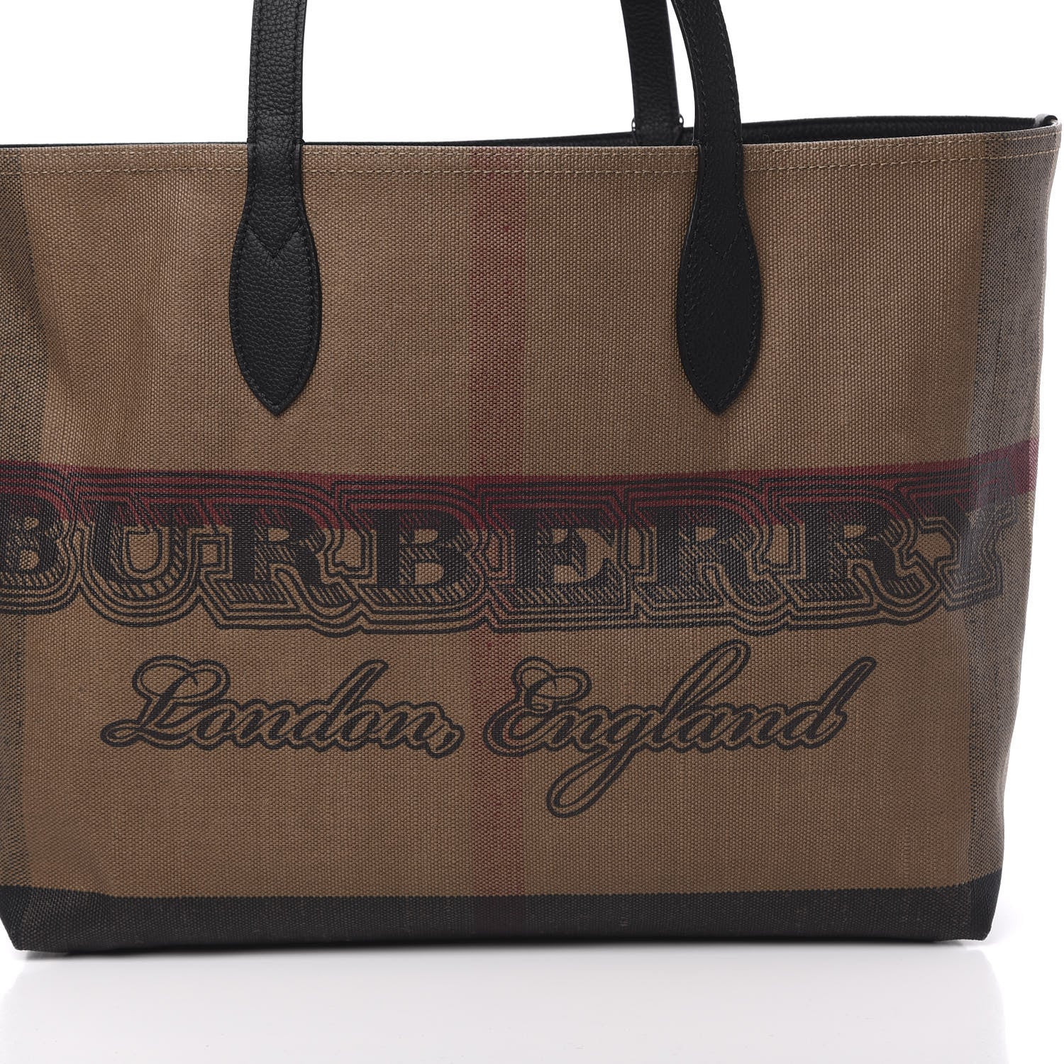Burberry Coated Canvas Mega Check Medium Doodle Tote Black 12 of 13