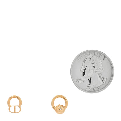 Christian Dior Metal CD Stud Earrings Gold 2 of 5