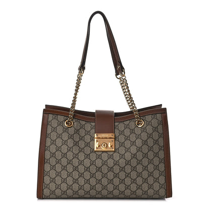 Gucci GG Supreme Monogram Medium Padlock Tote Beige Cuir 1 of 13
