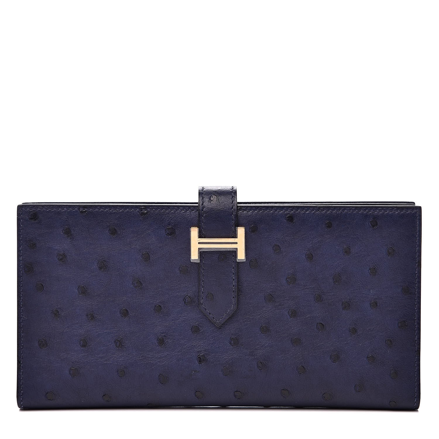 Hermes Ostrich Bearn Wallet Bleu Saphir 1 of 8