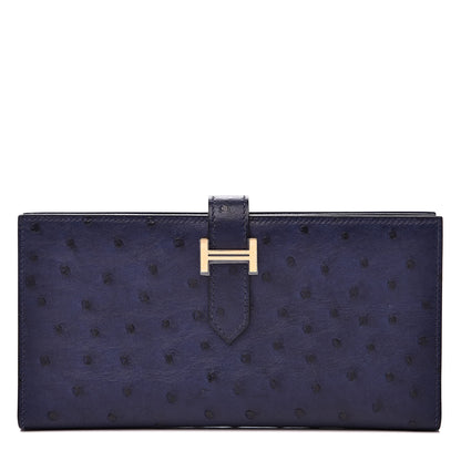 Hermes Ostrich Bearn Wallet Bleu Saphir 1 of 8