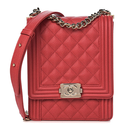 Chanel Caviar Quilted North South Boy Flap Red 1 of 8