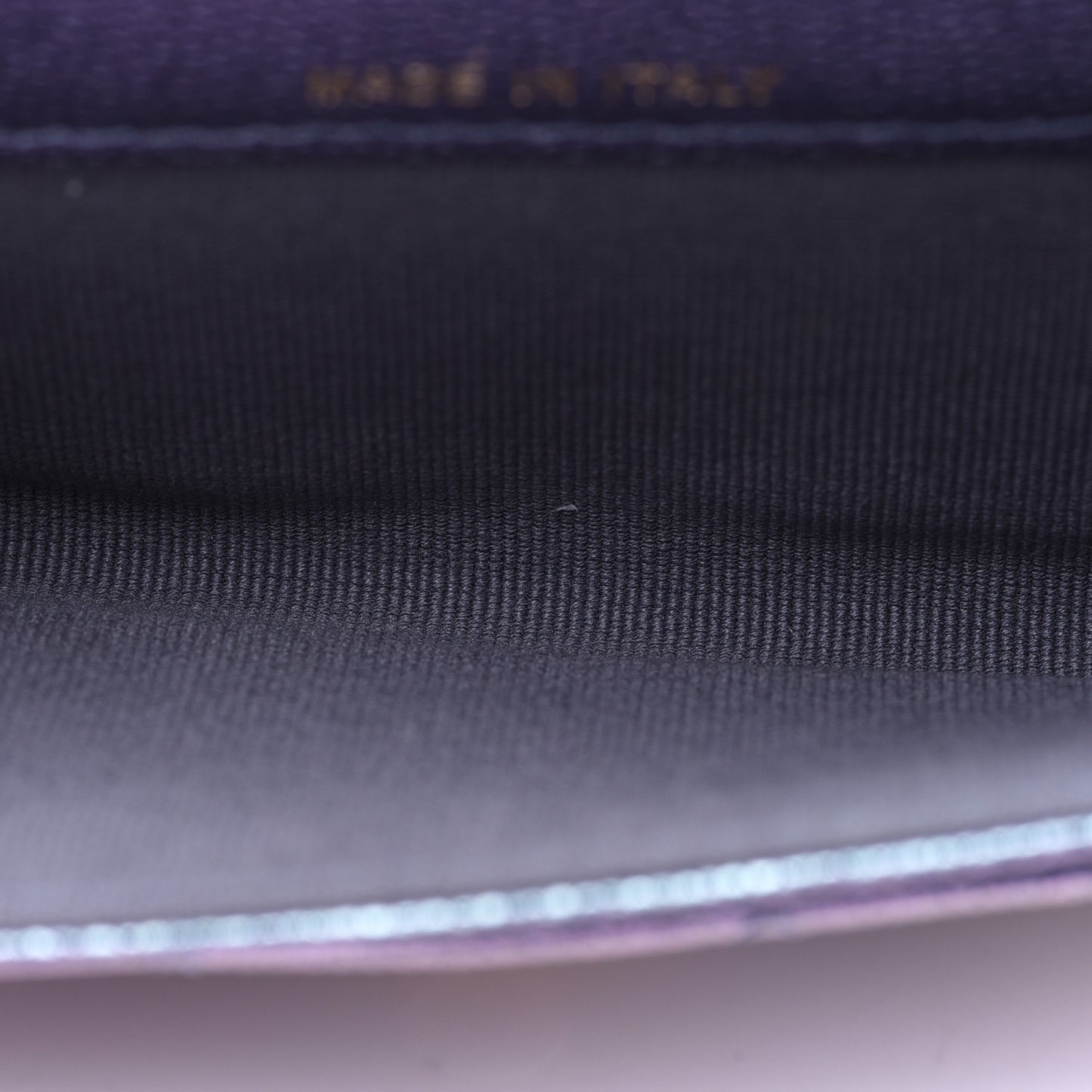 Iridescent Caviar Quilted Flap Card Holder Wallet Dark Blue