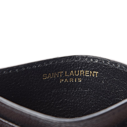 Saint Laurent Grain De Poudre Matelasse Chevron Monogram Credit Card Case Black 7 of 8