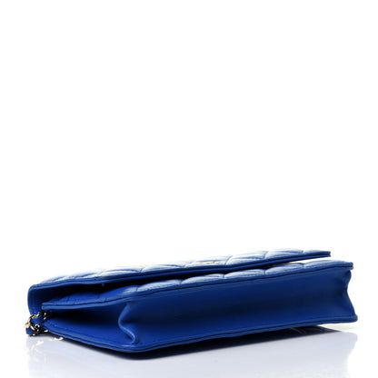 Chanel Lambskin Quilted Wallet On Chain WOC Blue 3 of 5