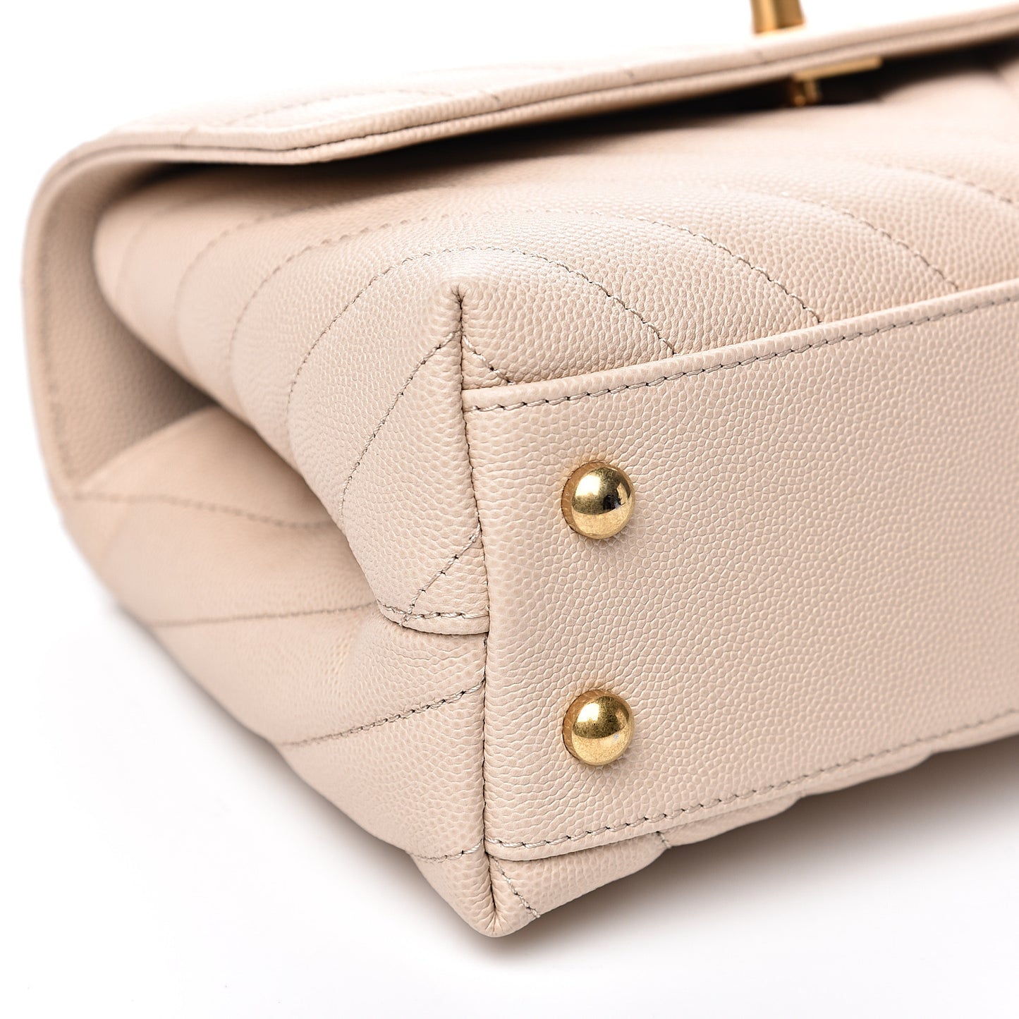 Caviar Lizard Embossed Chevron Quilted Mini Coco Handle Flap Beige