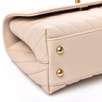 Chanel Caviar Lizard Embossed Chevron Quilted Mini Coco Handle Flap Beige 7 of 10