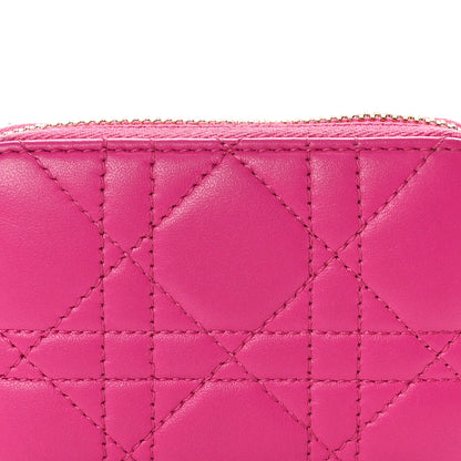 Christian Dior Lambskin Cannage Mini Lady Dior Zip Portemonnaie Rani Pink 7 of 7