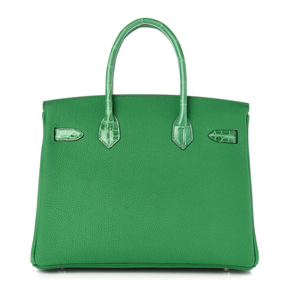 Hermes Togo Shiny Niloticus Crocodile Birkin Touch 30 Bamboo Cactus 4 of 34