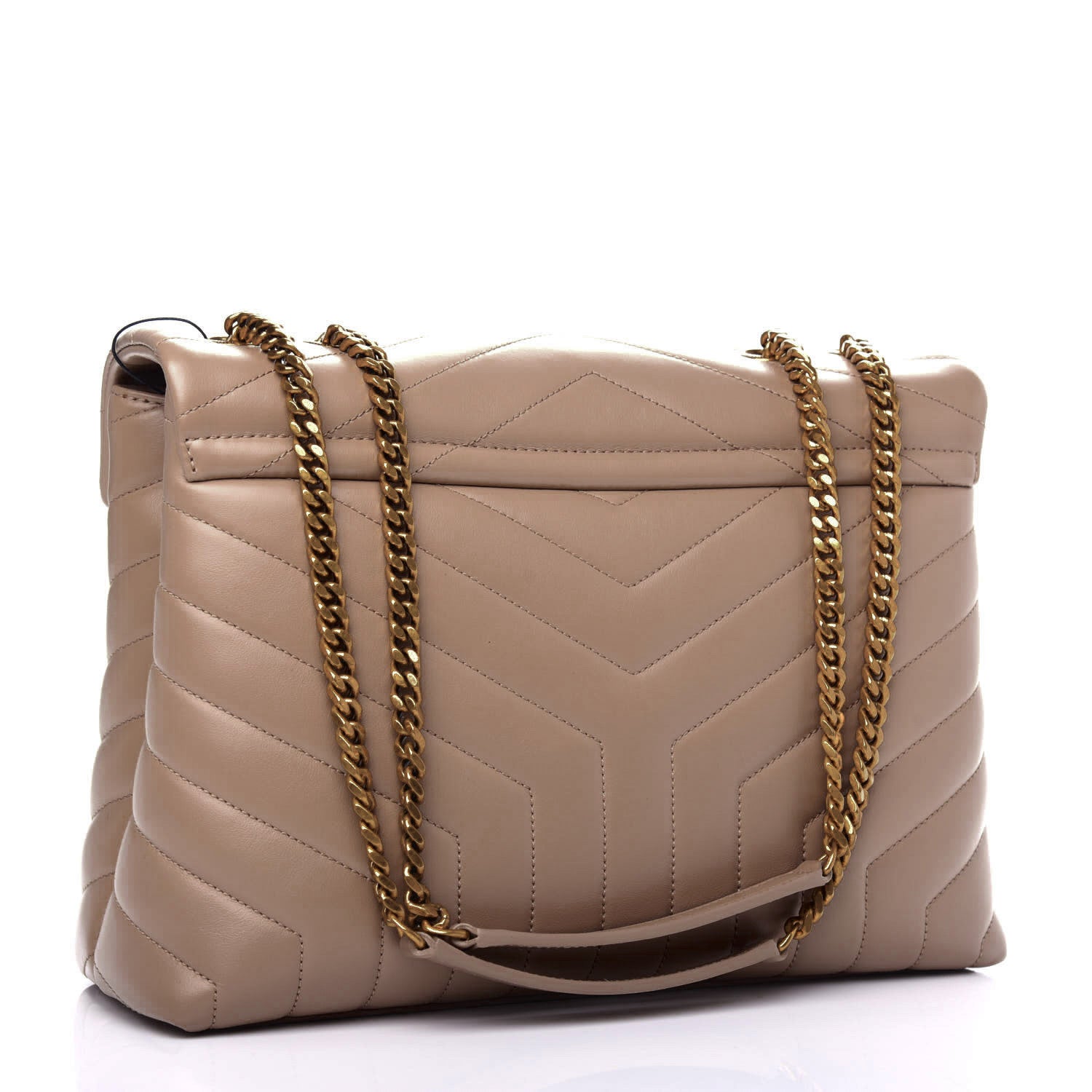 Saint Laurent Calfskin Y Quilted Monogram Medium Loulou Chain Satchel Dark Beige 3 of 11