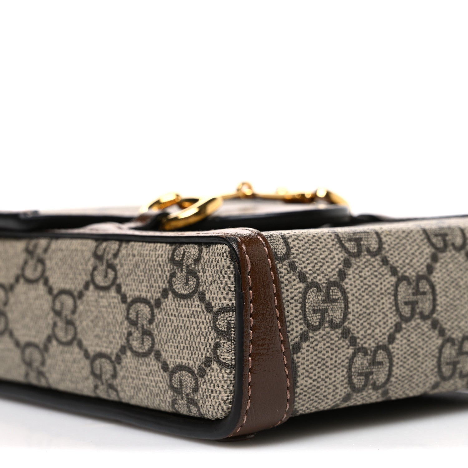 Gucci GG Supreme Monogram Mini Horsebit 1955 Crossbody Bag Beige Brown Sugar 9 of 12