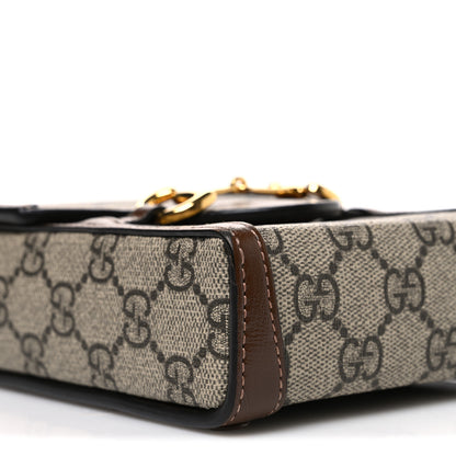 Gucci GG Supreme Monogram Mini Horsebit 1955 Crossbody Bag Beige Brown Sugar 9 of 12