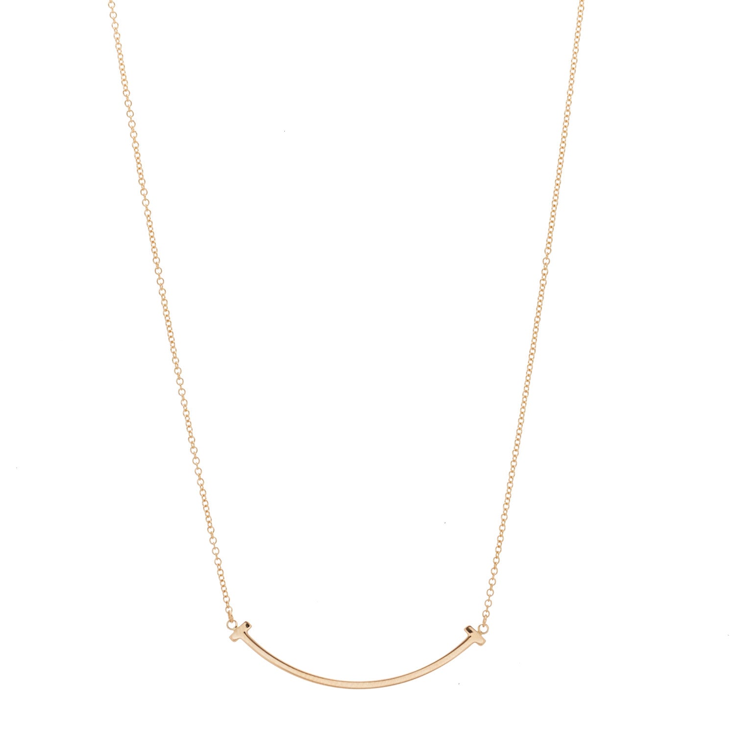 Tiffany 18K Rose Gold Small T Smile Pendant Necklace 3 of 6