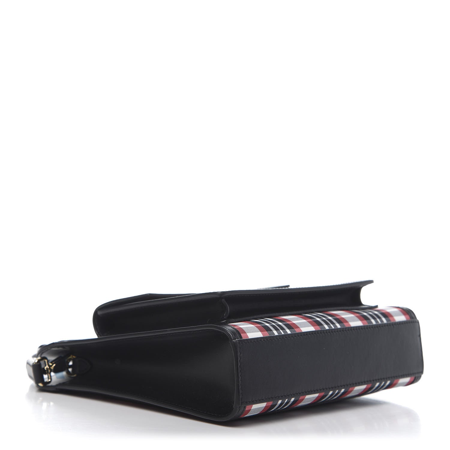 Burberry Calfskin Nylon Tartan Mini Pocket Bag Bright Red 4 of 9