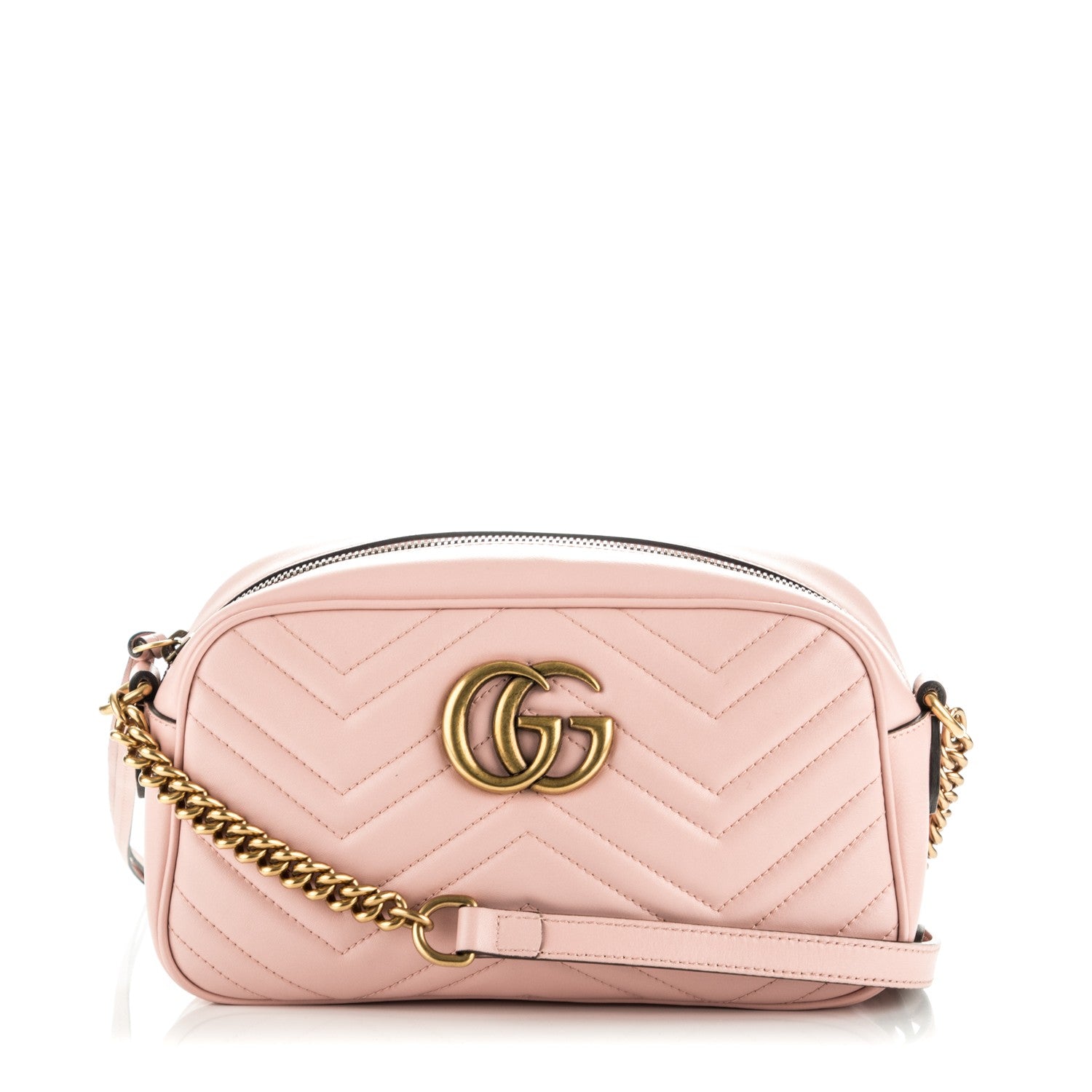 Gucci Calfskin Matelasse Small GG Marmont Chain Shoulder Bag Perfect Pink 1 of 8