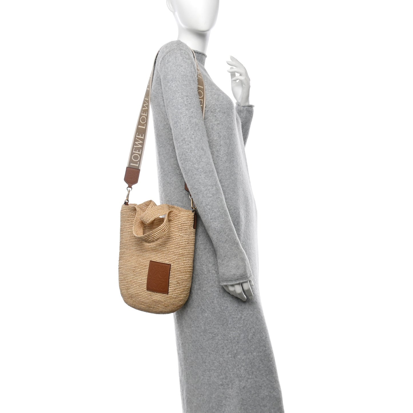Raffia Mini Slit Tote Bag Natural Tan