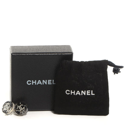 Chanel Resin Crystal Pearl Lace CC Earrings Black 5 of 5