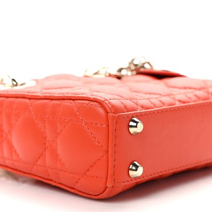 Christian Dior Lambskin Cannage Micro Lady Dior Orange 8 of 10