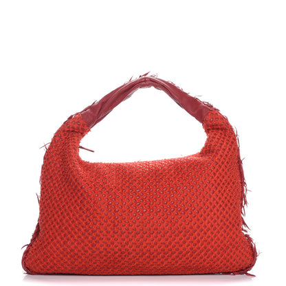 Bottega Veneta Nappa Silk Mini Ponza Devore Fuzzy Hobo Blood 1 of 8