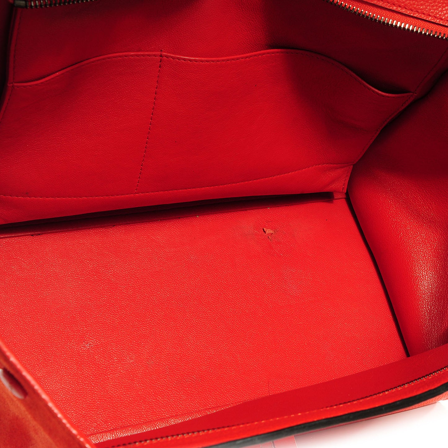 Drummed Leather Suede Medium Trapeze Vermillion