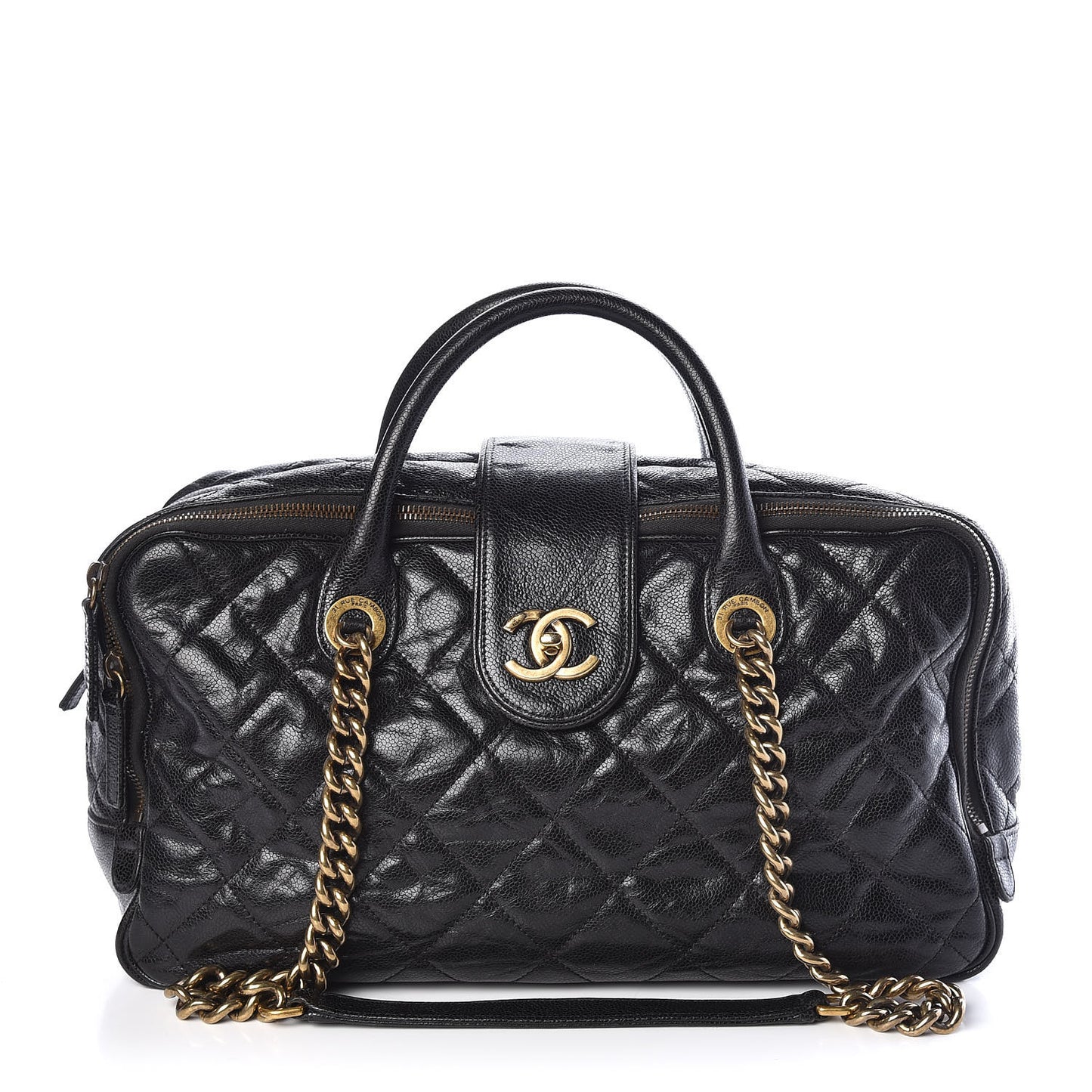 Crumpled Grained Calfskin Shiva Bowler Black