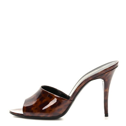 Saint Laurent Patent Tartaruga Sexy 95mm Mules 37 Tortoise Brown 1 of 9