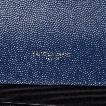 Saint Laurent Grain De Poudre Textured Mixed Matelasse Triquilt Medium Monogram Satchel Denim 8 of 9