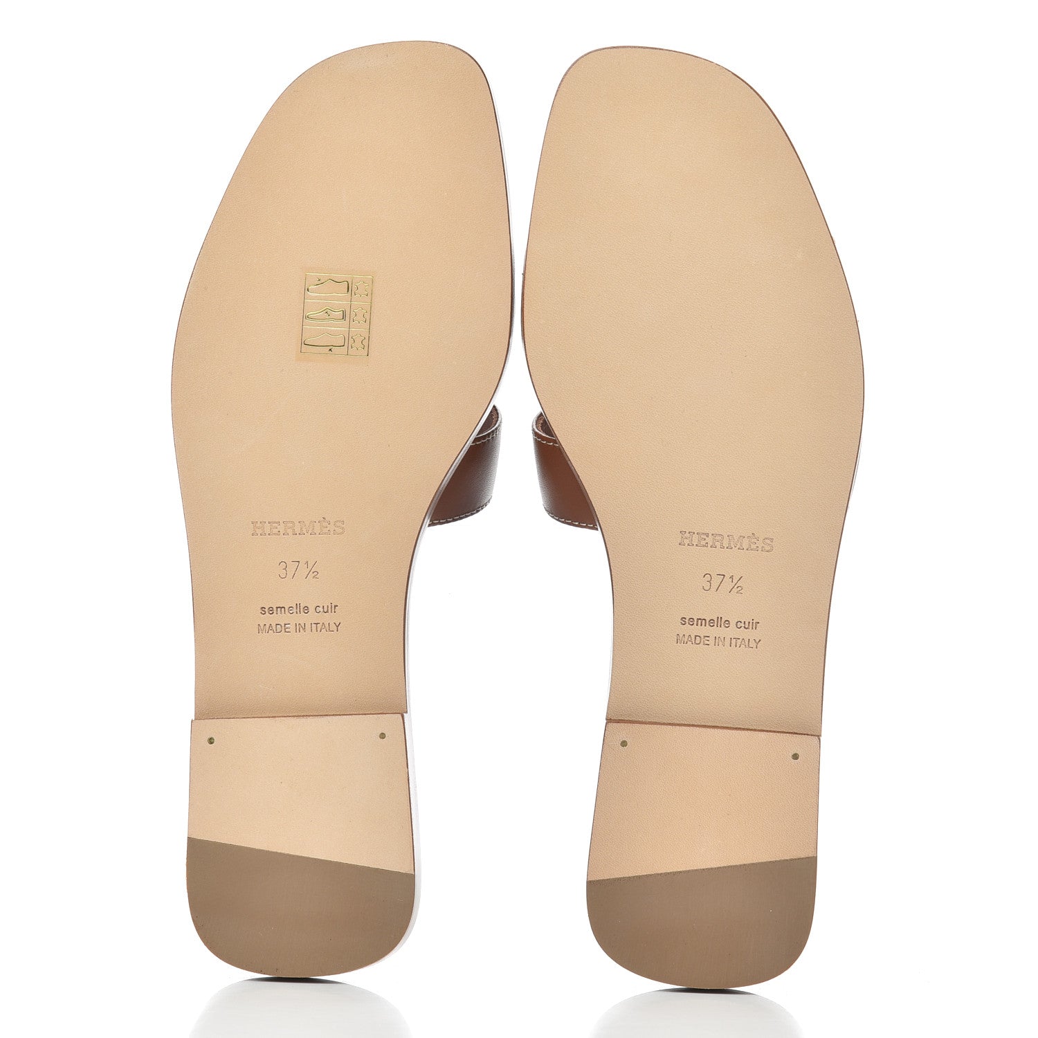 Hermes Box Calfskin Oran Sandals 37.5 Gold 5 of 13