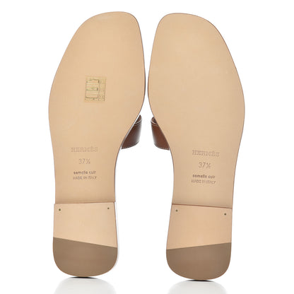 Hermes Box Calfskin Oran Sandals 37.5 Gold 5 of 13