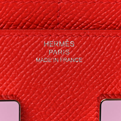 Hermes Epsom Enamel Constance Short Wallet Rouge de Coeur Mauve Sylvestre 7 of 8