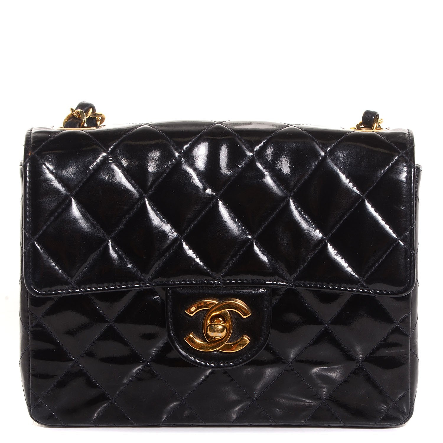 Chanel Patent Calfskin Quilted Mini Square Flap Black 1 of 9