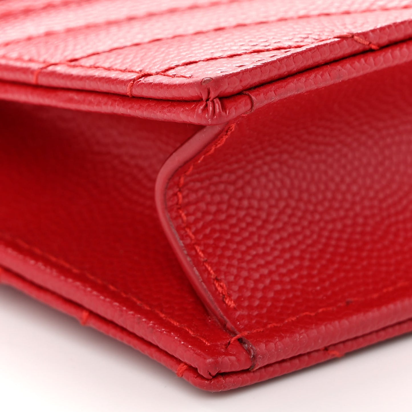 Grain De Poudre Matelasse Chevron Monogram Envelope Chain Wallet New Red