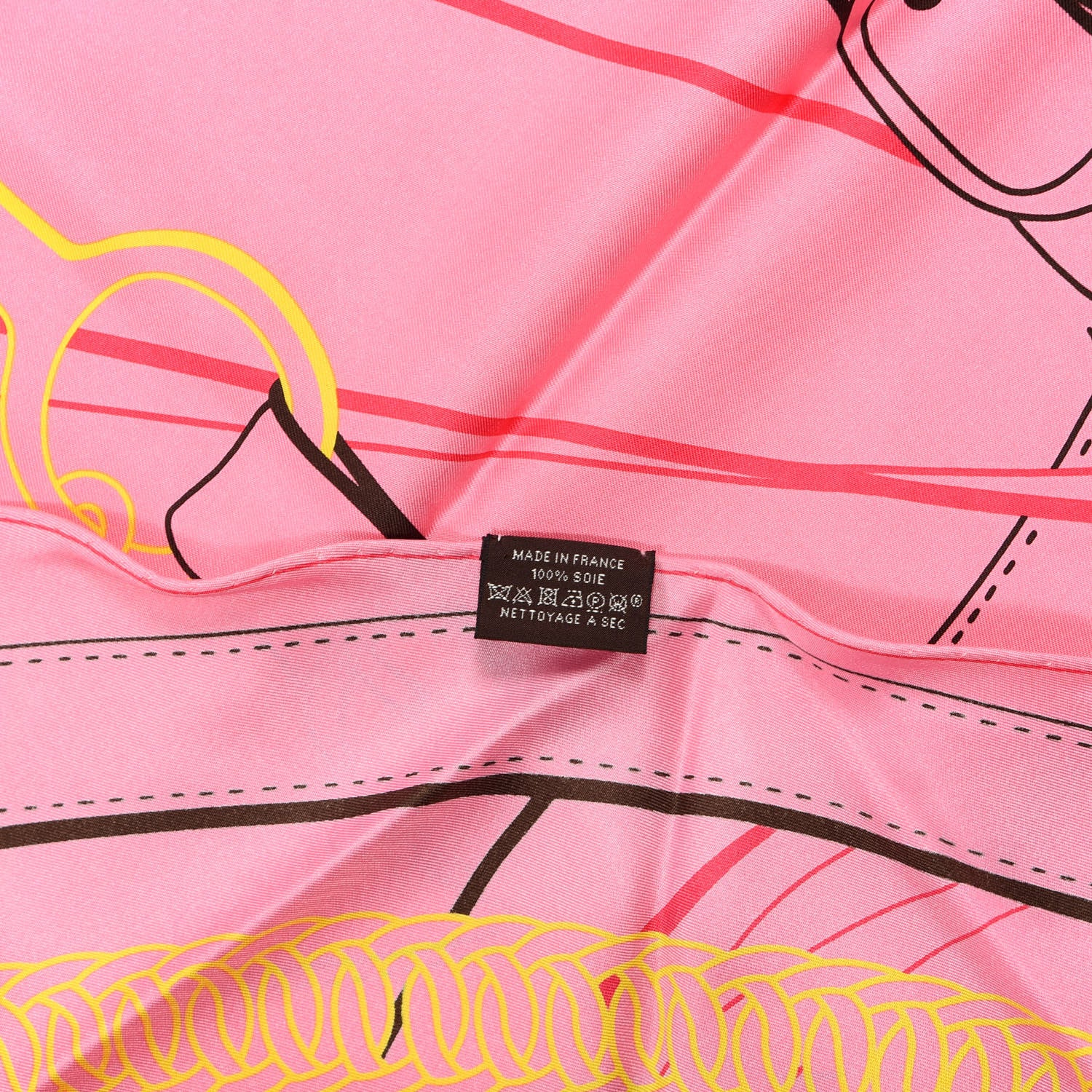 Hermes Silk La Promenade Du Matin Giant Pointe Triangle Scarf Rose Malabar Jaune 2 of 5