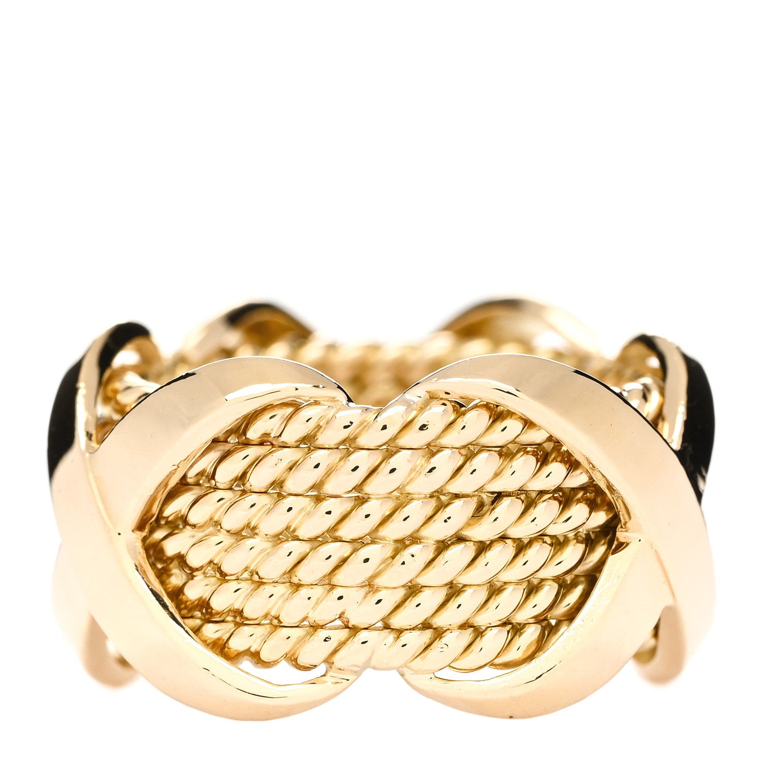 Tiffany 18K Yellow Gold Schlumberger Rope Six Row X Ring 47 4 3 of 4
