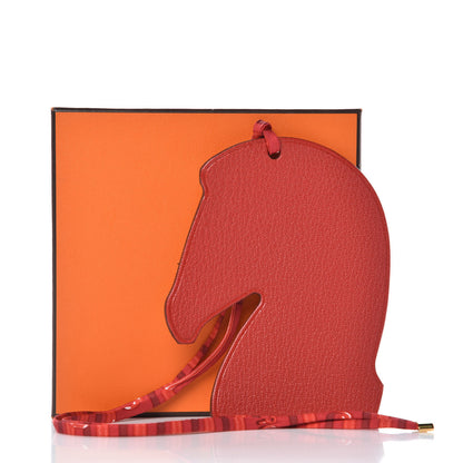 Hermes Everlisse Chevre Mysore Samarcande Horse Ornament Bag Charm Vermillion Orange 4 of 4