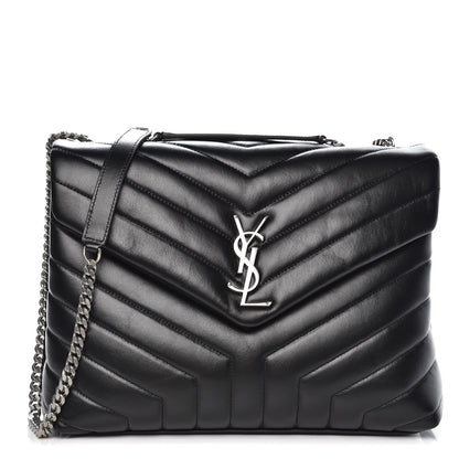 Saint Laurent Calfskin Y Quilted Monogram Medium Loulou Chain Satchel Black 1 of 7