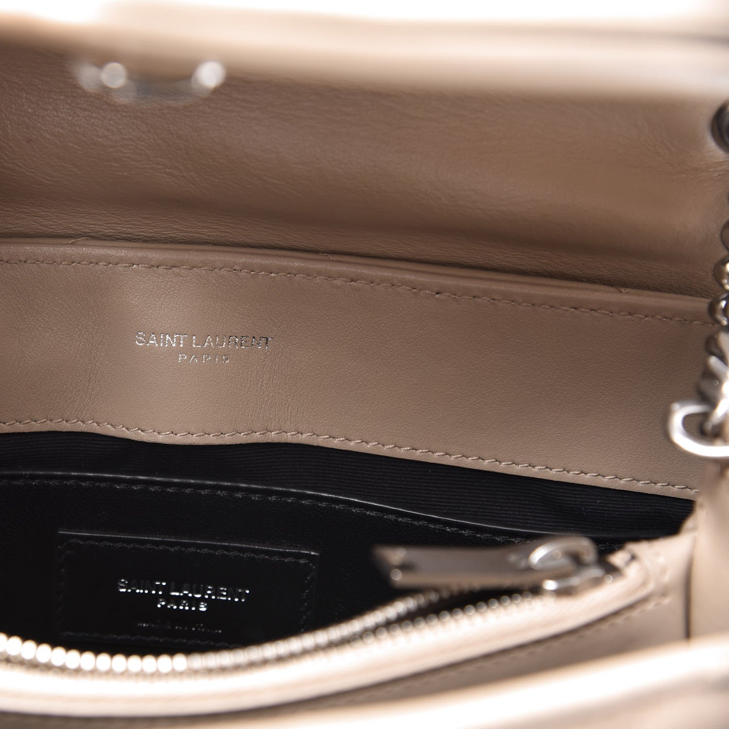 Saint Laurent Calfskin Y Quilted Monogram Small Loulou Chain Satchel Dark Beige 5 of 14