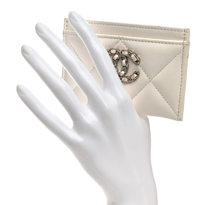 Chanel Lambskin Quilted Chanel 19 Card Holder White 2 of 8