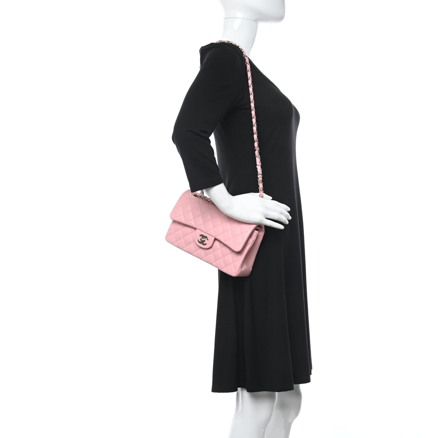 Caviar Quilted Small Double Flap Pink